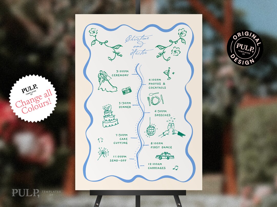 ORDER of EVENTS TEMPLATE | Wedding Timeline Sign | Handwritten and Hand ...
