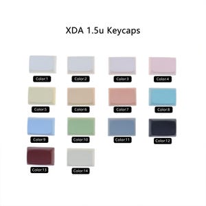 Puede incluir: Un conjunto de 14 teclas de diferentes colores para teclados mec&aacute;nicos. Las teclas est&aacute;n etiquetadas con los n&uacute;meros del 1 al 14, indicando el color de cada tecla.