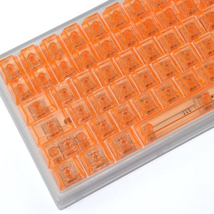 Clear Keycaps Neon Orange keycaps transparent keycaps Custom Blank  Keycaps set - Cherry Profile - Fits Cherry MX Switches / Gateron / Kailh