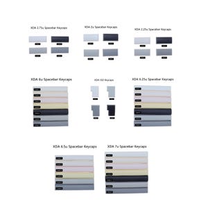 Puede incluir: Una variedad de teclas XDA en diferentes tama&ntilde;os y colores, incluyendo 2.75u, 2u, 2.25u, 6u, 6.25u, 6.5u y 7u. Las teclas est&aacute;n dispuestas en filas, con cada fila representando un tama&ntilde;o diferente. Las teclas est&aacute;n hechas de una variedad de materiales, incluyendo pl&aacute;stico ABS y pl&aacute;stico PBT.