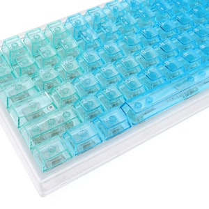 Blue Clear Keycaps Gradient Clear Keycap Set Cherry Keycaps Blue Clear Gradient Keycaps 150 Keys for Mechanical Keyboards