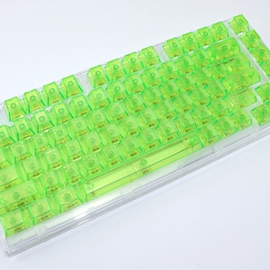 Neon Green Clear Keycap Set: Cherry Profile, PC Material