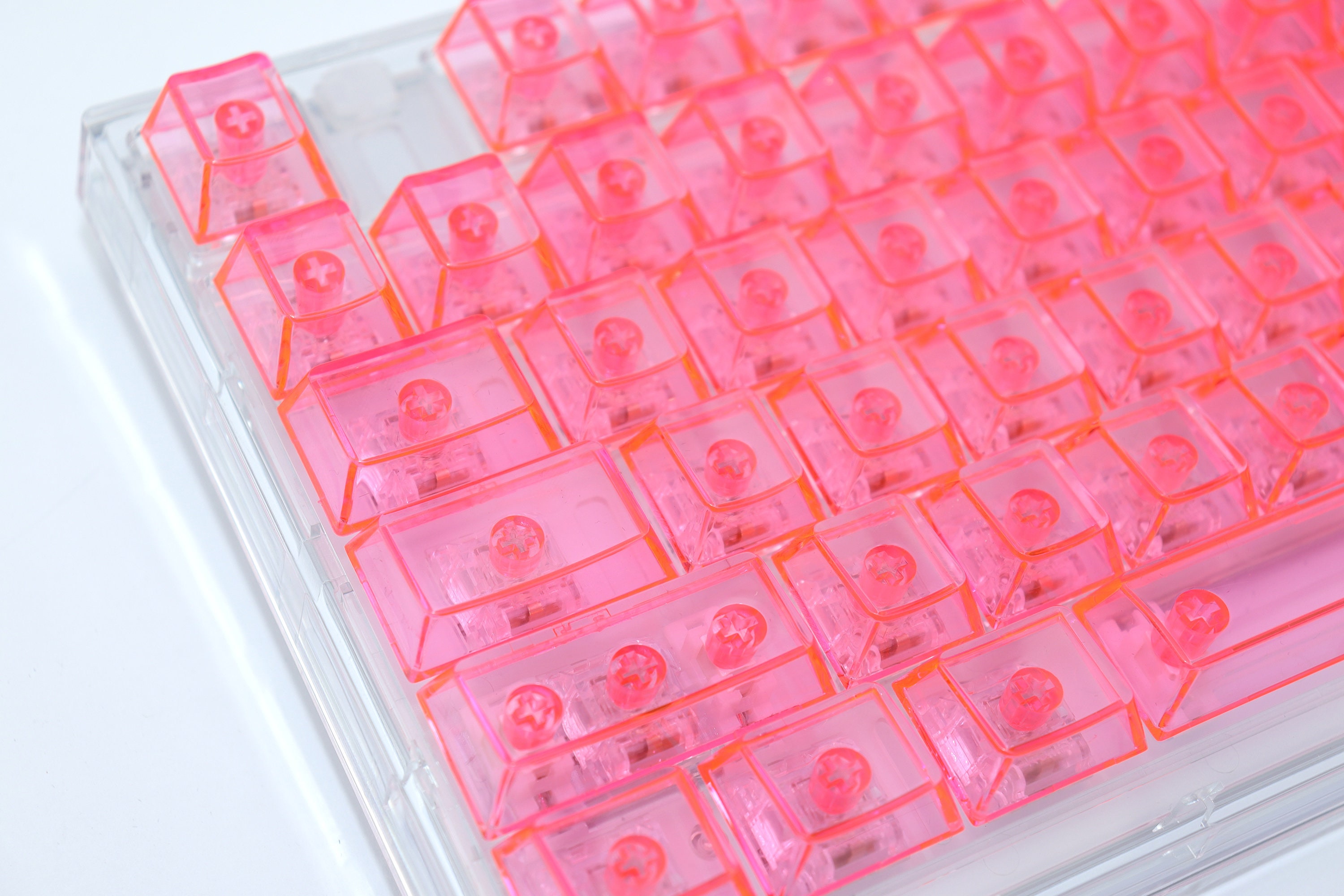 Neon Red Clear PC Keycap Set: Backlit Cherry Profile, 120 Keys