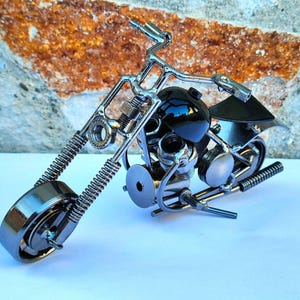 Harley Steampunk Figure- Motorcycle Lover Gift Idea and Desk Decor, Nuts Bolts Sculpture- Harley Davidson Gift- Scrap Metal Art Sculpture