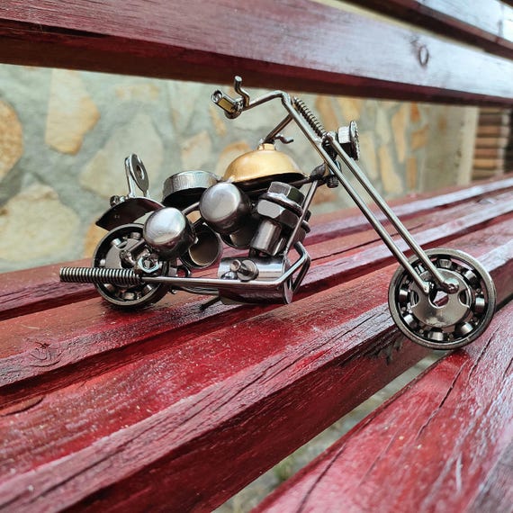 Motorcycle Figurine, Motorbike Nuts Bolts Sculpture