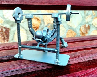 nuts art works 画集 m&m custom performance Benchpress Weightlifting Metal Sculpture- Nuts Bolts Muscle
