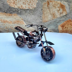 Motorcycle Scrap Metal Art, Dirt Bike Metal Sculpture, Gift for Him, Home and Desk Decor Welded Art