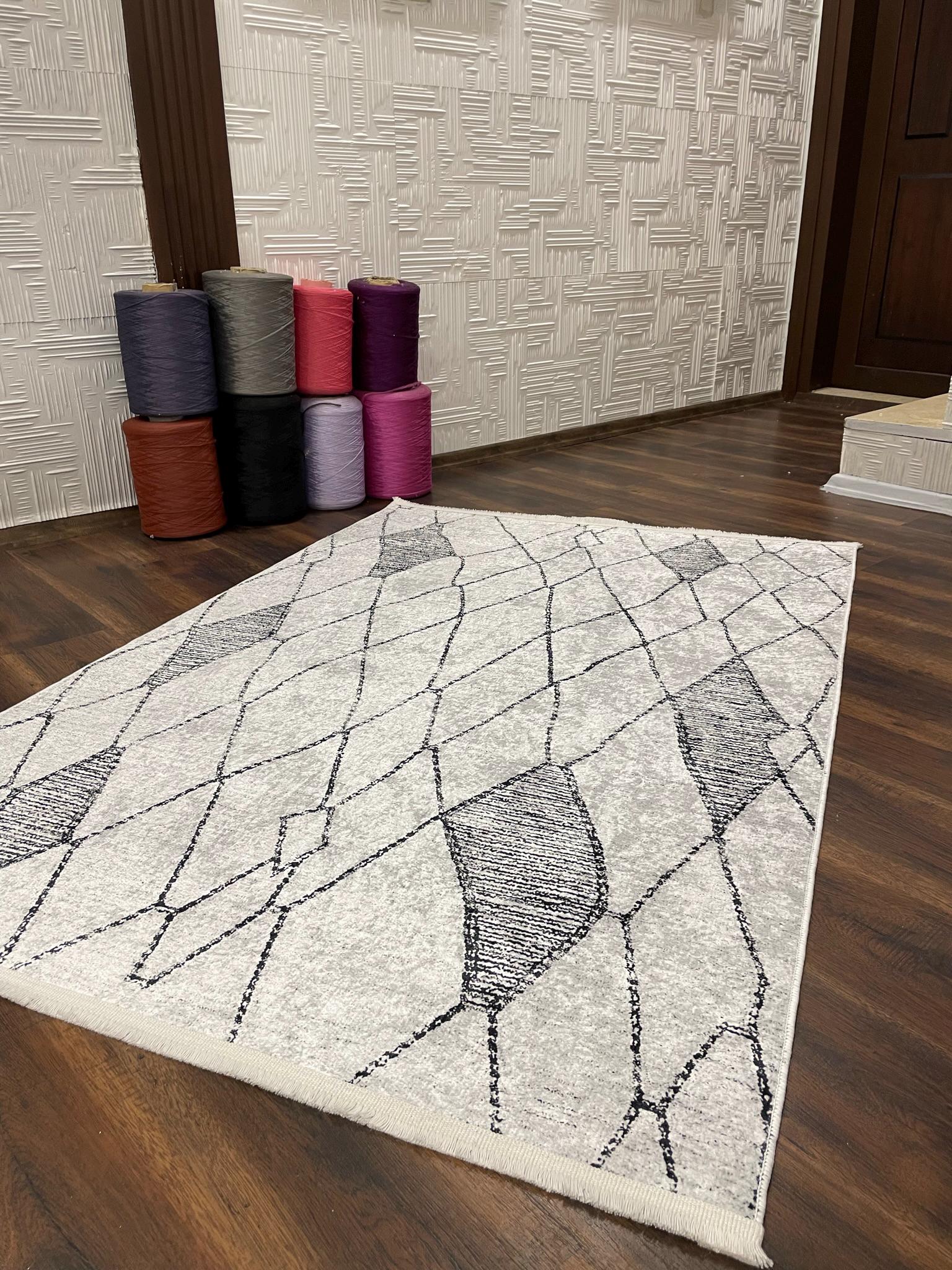 Modern Black Lines Cotton Rug, Geometric Pattern Entryway Rug - Etsy