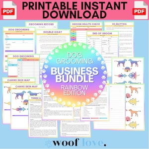 Dog Grooming Business Bundle (RAINBOW EDITION) | Mobile Dog Grooming Template | Dog Grooming Business Forms | Dog Groom Record Form