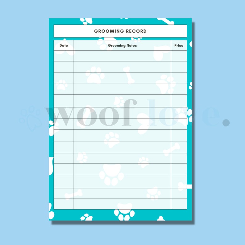 Dog Grooming Form (PAW EDITION) | Mobile Business Template (PDF) - Etsy