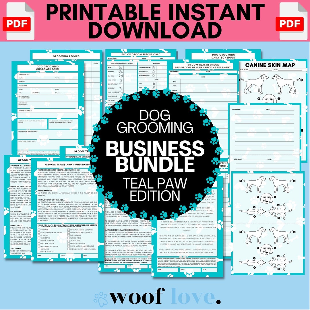 Dog Grooming Business Bundle PAW EDITION Mobile Dog Grooming Template Dog Grooming Business