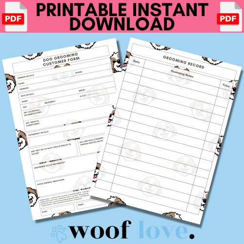 Pet Grooming Customer Info Cards - 5x8 Inch Client Contact Record Cards, 50 Per Pack, Premium Cardstock