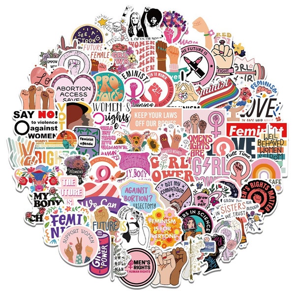 100 Feminist Sticker Pack Frauenrechte/Fortpflanzungsrechte Laptop/Gepäck/Skateboard/Wasserflasche/wasserfester Vinyl-Aufkleber