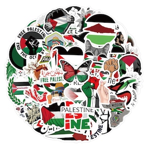 100 Palestine Sticker Pack For Laptop/WaterBottle/SkateBoard/Luggage/NoteBook/Kindle WaterProof Vinyl Sticker