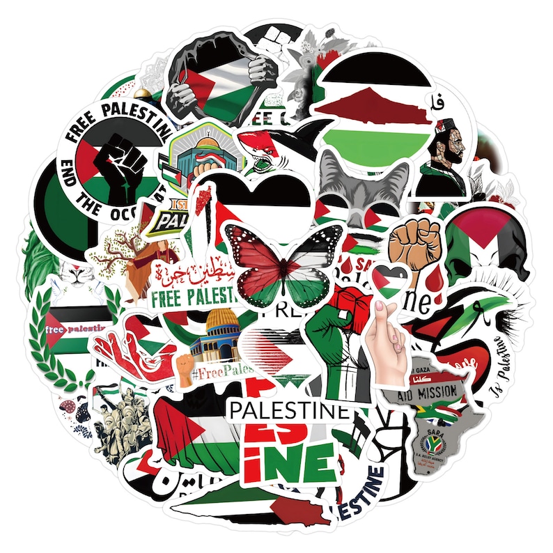 100 Palestine Sticker Pack For Laptop/WaterBottle/SkateBoard/Luggage/NoteBook/Kindle WaterProof Vinyl Sticker image 1