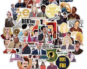 50 Parks And Recreation Sticker Pack For Laptop/WaterBottle/SkateBoard/Luggage/NoteBook/Kindle WaterProof Vinyl Sticker