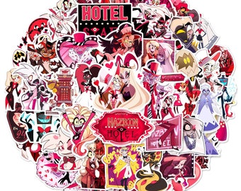 50 Hazbin Hotel Stickers Pack For Laptop/Waterbottle/Skateboard/Luggage/Notebook/Kindle Waterproof Vinyl Sticker