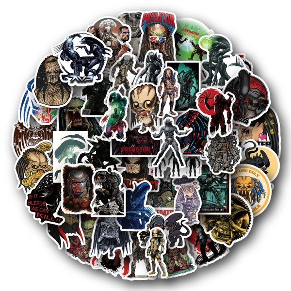 50 Predator Sticker Pack für Laptop/Wasserflasche/Skateboard/Gepäck/Notebook/Kindle Wasserdichter Vinyl-Aufkleber