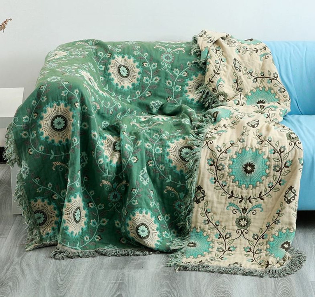 Bohemian Sofa Cover Throw Blanketcottonall Seasondecorativegeometry
