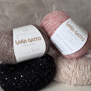 Lana Gatto Saint Honore kitting yarn, Wool with sequins, High quality italian yarn, Gift for knitters, Luxury yarn, Shiny yarn