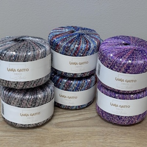 Lana Gatto Deco Lurex Sparkling Yarn Knitting Yarn Italian Yarn With Sequins Luxury yarn Gift for knitters Shiny yarn