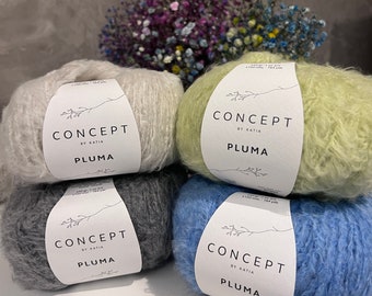 Katia Pluma Cotton Blend Knitting Yarn, Brushed Fluffy Texture