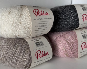 Phildar Couture Knitting Yarn, Italian Yarn, Yarn with sequins, Luxury yarn, Shiny yarn for winter, 50g 300 meters, Alpaca yarn