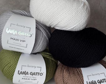 Lana Gatto Maxi Vip kitting yarn, Merino wool with Cashmere, High quality italian yarn, Gift for knitters, Luxury yarn, Cashmere yarn
