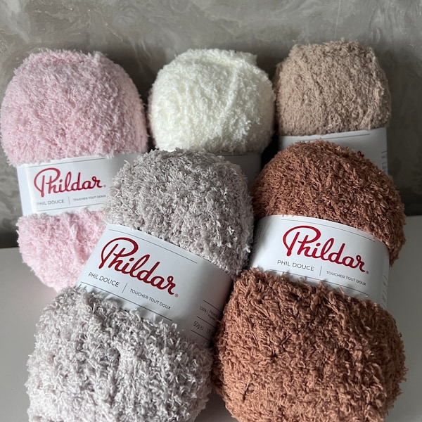 Fil Phil DOUCE ours en peluche, fil à tricoter, fil doux pour bébé, fil duveteux, fil jouet, fil peluche, fil pour enfants, 50 g, 86 mètres