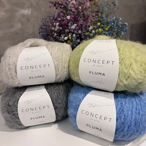 NEW Knitting Yarn Concept by Katia Pluma, Cotton and polyamide, Soft yarn for knitting, Fluffy yarn Gift for knitter