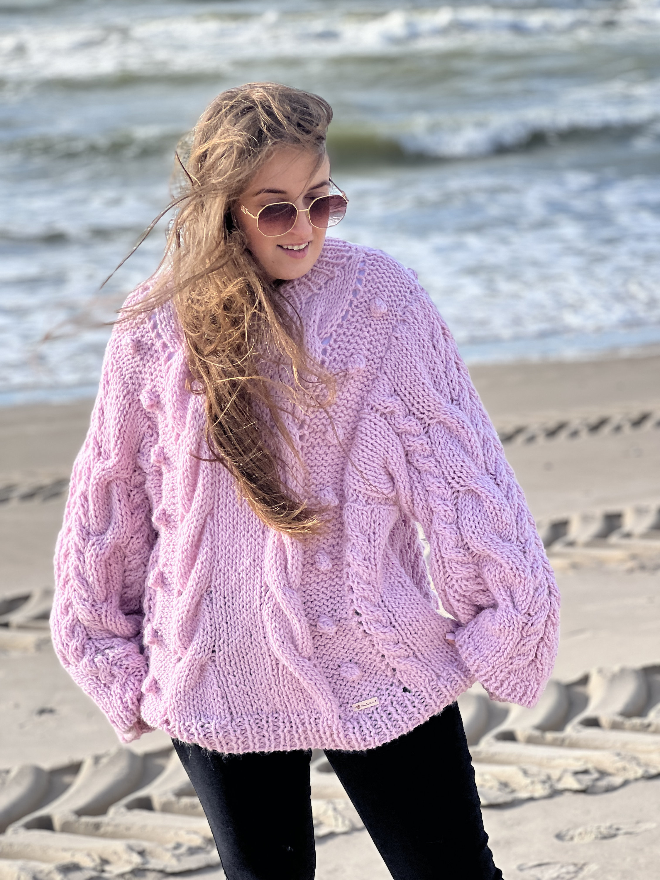 ニット+セーター OVER SIZE KNIT WITH MUFFLER/PINK 204970_warmnightspink_2_grande