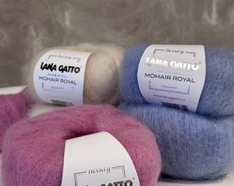 Lana Gatto Mohair royal kitting yarn Mohair yarn Kid  mohair Gift for knitters Italian yarn  Luxury yarn