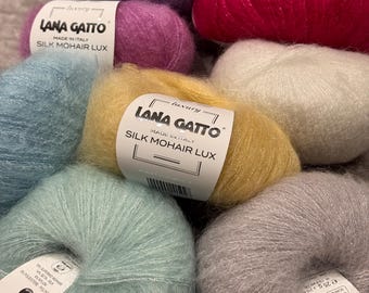 Lana Gatto Silk mohair lux Kitting yarn with glitter Mohair yarn Kid mohair Mohair Silk Lurex Yarn for knitting Luxury mohair