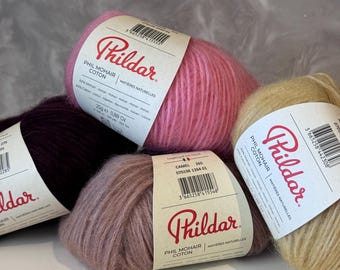 Phil Mohair Cotton Knitting Yarn, Italian yarn, Mohair yarn, Kid mohair yarn with cotton, Mohair Cotton blend