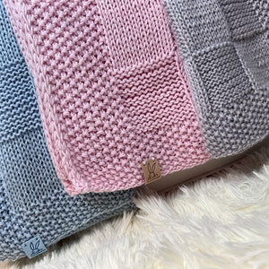 Merino wool knit baby blanket Knitted baby blanket Baby shower gift Newborn blanket Handmade blanket