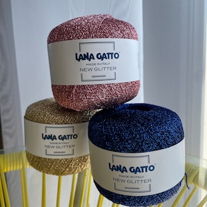 Lana Gatto New Glitter Lurex Sparkling Yarn Knitting Yarn Italian Yarn With Sequins Luxury yarn Gift for knitters Yarn for knitting