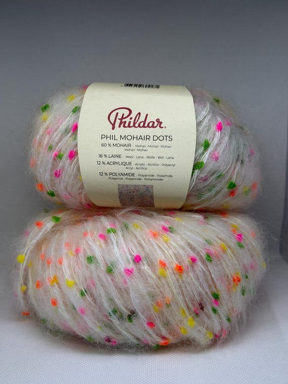Phil Mohair Dots, Phildar Mohair, Italian Yarn, Luxury yarn, Super soft winter yarn, Colorful Mohair, Long hair mohair, Colorful yarn