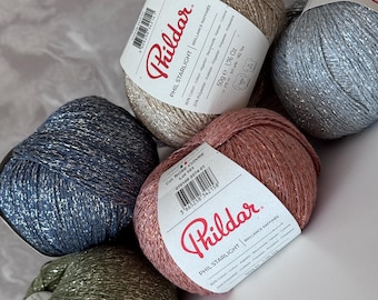 Filato per maglieria Phil Starlight Glitter, filato italiano lucido, filato di cotone, filato lucido, filato scintillante, filato di cotone metallizzato