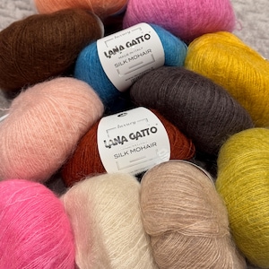 Filato Lana Gatto Silk mohair per lavori a maglia con filato di mohair di seta, mohair di capretto, filato di seta per lavori a maglia, regalo per chi lavora a maglia, mohair di capretto di seta, lusso.