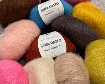 Lana Gatto Silk mohair kitting yarn with silk Mohair yarn Kid mohair Mohair Silk Yarn for knitting Gift for knitters Silk kid mohair Luxury