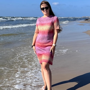 Knitted summer dress, Beach dress, Beach cover, Summer knit dress, Open knit dress, Linen dress, Linen everyday dress