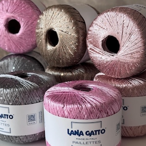 Lana Gatto Paillettes Sparkling Yarn Knitting Yarn Summer Yarn Luxury yarn Gift for knitters Yarn For Crocheting Yarn With Sequins