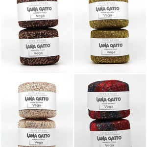 Lana Gatto Vega Knitting Yarn Italian Yarn With Sequins Shiny sequins yarn Luxury yarn Gift for crafters Yarn for knitting and crochet