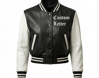 KURTKA UNIWERSYTECKA Ręcznie robiona z autentycznej skóry owczej Spersonalizowana damska kurtka wiosenna, prezent dla niej