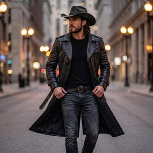 Herren-Wintermantel aus geprägtem Pythonleder, Western-Cowboy-Stil, personalisierbar, zweireihig, Winterjacke