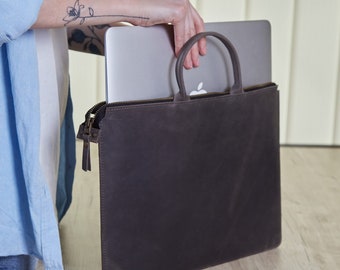 Étui en cuir pour MacBook, Étui en cuir personnalisé, Étui pour MacBook Air 15 pouces, Étui pour iPad Pro 12,9, Sac personnalisé, Housse pour ordinateur portable avec poignées