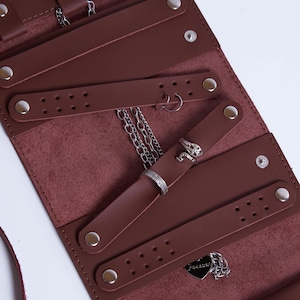 Personalisierte Schmuck Organizer Roll: Leder Reiseetui, Geschenk für Sie