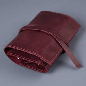 Personalized Leather Jewelry Roll – Bridesmaid Gift, Ring & Earring Travel Case, Jewelry Organizer
