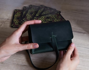 Leather Tarot Card Pouch: Tie Closure, Travel Deck Case, Fast Shipping to USA