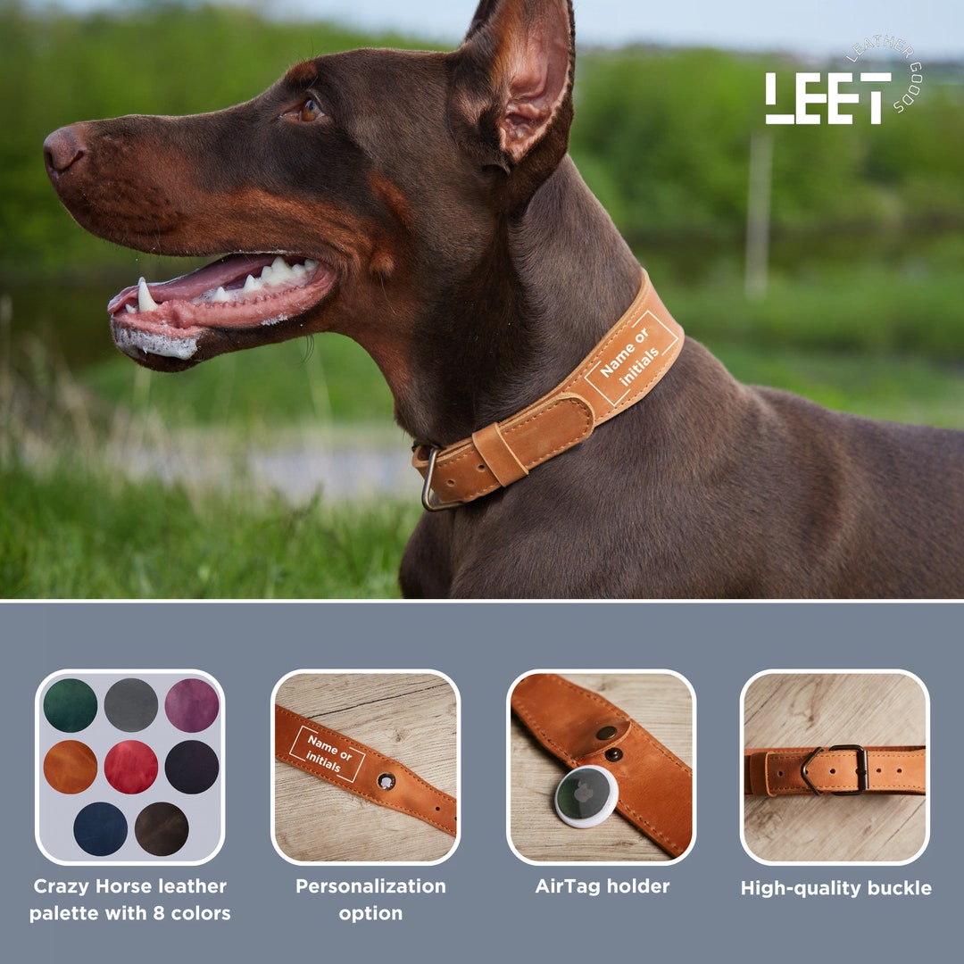 Pet Collar Airtag Dog Collar Purple Dog Collar Leather Dog Etsy